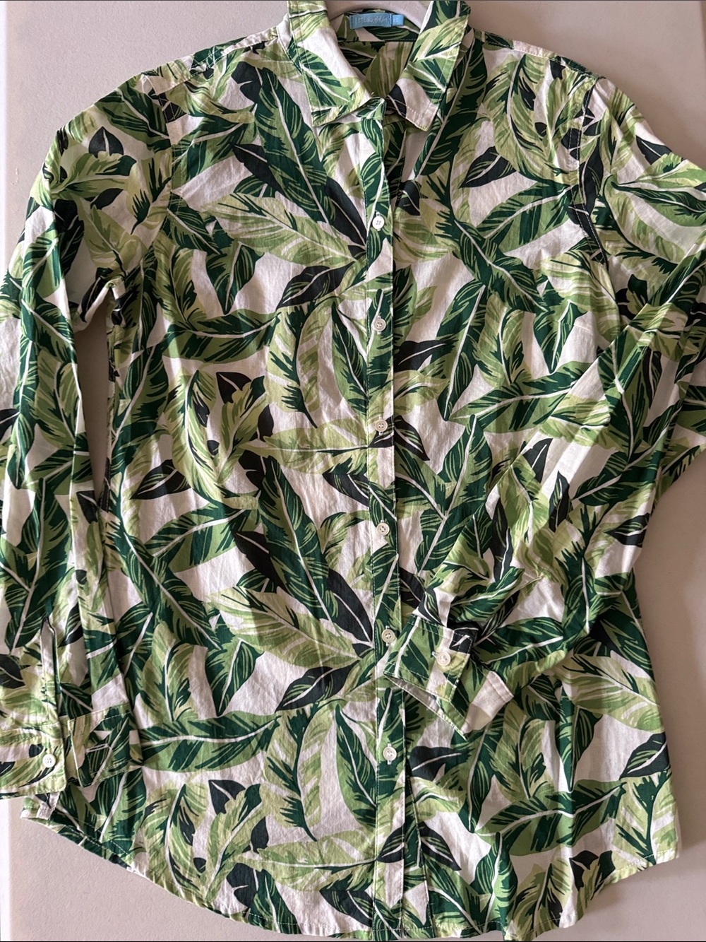 J McLaughlin Women's Green Leaf Blouse Size XS